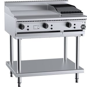 B&S Black Combination 60cm Griddle/30cm Charbroiler on Stand (BT-GRP6-CBR3)