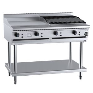 B&S Black Combination 60cm Griddle/60cm Charbroiler on Stand (BT-GRP6-CBR6)
