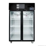 Thermaster-1000Ltr-Tropicalised-Black-Stainless-Steel-Upright-Freezer-2-Glass-Doors-(SUFG1000B)_Caterware