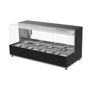 Woodson 1381mm Hot Food Display (Bain Marie) Square Glass Black (WH.HFSQB24)