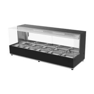 Woodson 1708mm Hot Food Display (Bain Marie) Square Glass Black (WH.HFSQB25)