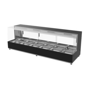 Woodson 2035mm Hot Food Display (Bain Marie) Square Glass Black (WH.HFSQB26)