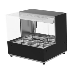 Woodson 727mm Hot Food Display (Bain Marie) Square Glass Black (WH.HFSQB22)